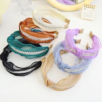 China CLARMER Fabric New Fashion Women's Wholesale New Lace Bow Crystal Headband for sale