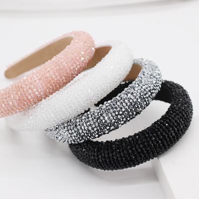 China CLARMER fabric fashion wholesale new hair accessories bling sponge crystal stone padded headband for sale