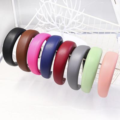 China Fashion Women's New Arrival Leather Sponge Padded PU Headband Hair Band for sale