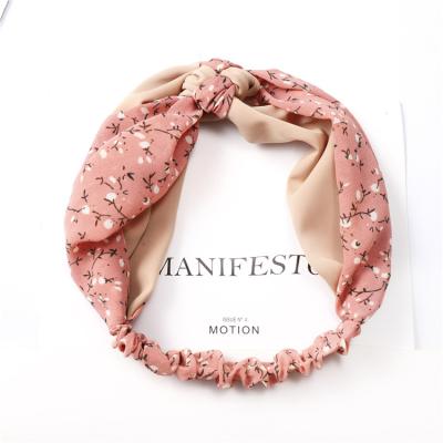 China Fashion ins fashion women elastic headband hair accessories tie twisted beautiful flower printing head bands for sale