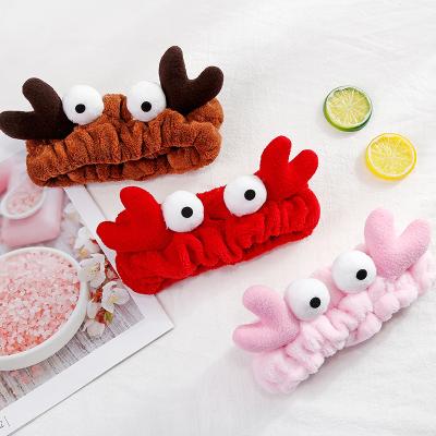 China Fashion New Lovely Big Eyes Funny Antler Fleece Wash Face Headband Coral Woman for sale