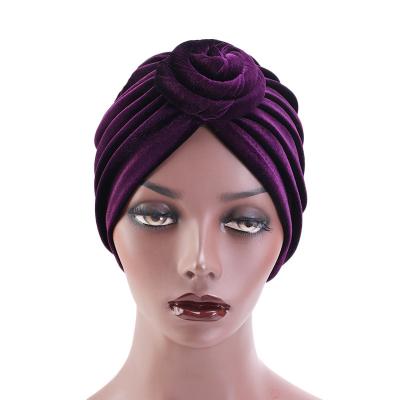 China New Indian Headwrap Fashion CLARMER Fashion Stretch Hat Indian Wholesale Velvet Cloth Single Color Twist Turban For Women for sale