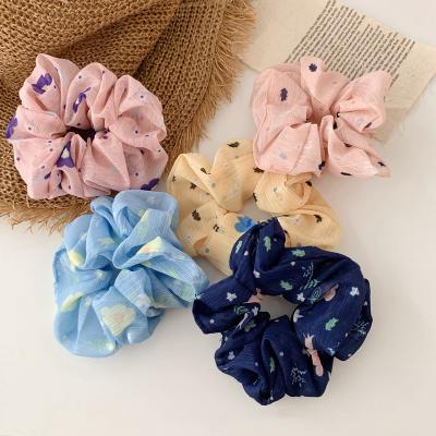 China Fashion Women Hair Scrunchies Accessories Environmentally Friendly Ponytail Holder Flower Scrunchies Elastic Hair Tie for sale