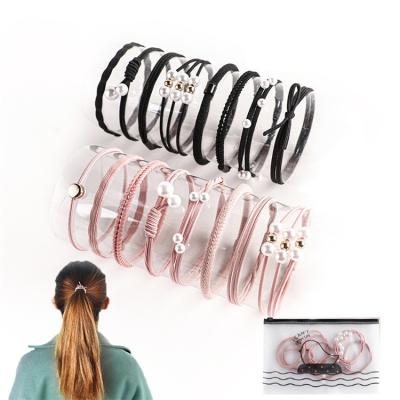 China Cute Simple Korean Cute Hair Ring Headdress Rope Of A Pearl Hair Tie Elastic Band for sale