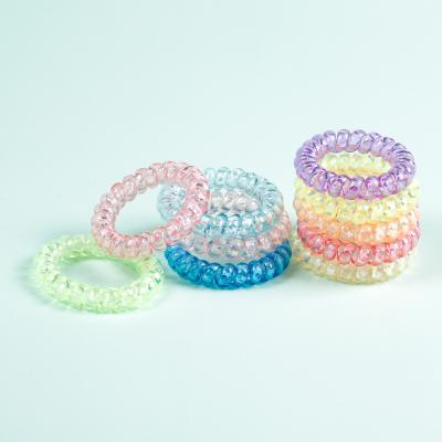 China Environmental Friendly Hot Sale PVC Box Package Girls Phone Rope Hair Ties With Custom Logo for sale