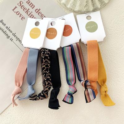 China Fashion Korean Women Wholesale Hair Accessories Leopard Print Plain Color Elastic Hair Band Tied Hair Tie for sale