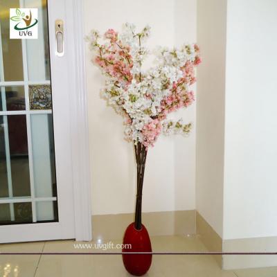 China UVG Pink plastic tree branches in silk cherry blossom for wedding decoration centerpieces for sale