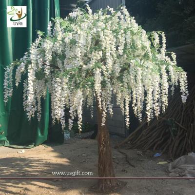 China UVG walk way decoration 10ft white wisteria blossom fake trees for wedding WIS014 for sale