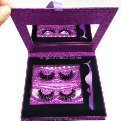 China Custom Long 1 2 3 4 5 Pair Lashes Packaging Custom Box Set With Tweezers Glue Mirror for sale