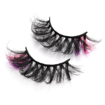 China Natural Pink Colored Fake 3D Mink Fur Eyelashes 25mm Long Lashes Club Party Colored False 3d Lashes Colored Eyelashes for sale