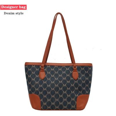 China Famous Brand Famous Brand Women's Style Denim Designer Handbags Brands Tote Bags Genuine Leather Luxury Prd for sale