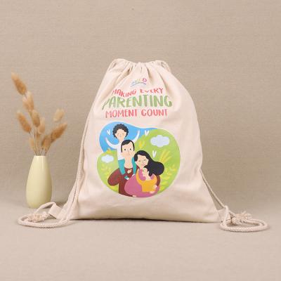 China Gift Bag Cotton Drawstring Gym Sports Canvas Backpack School Bag for sale