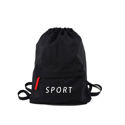 China New Arrivals Handled Waterproof Polyester Suction String Backpack Sport Gym Bagpack Travel Bags Black Nylon Camping Drawstring Backpack for sale