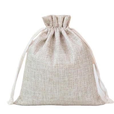 China Recyclable Custom Printed Logo Drawstring Gift Bag Jute Rice Jewelry Pouch Canvas Bags With Cotton Rope for sale