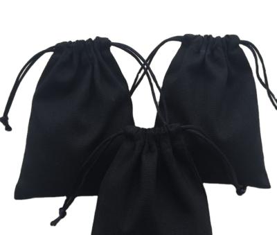 China Recyclable Black Cotton Cloth Bag Thickened Dust Belt Pouch Drawstring Bag for sale