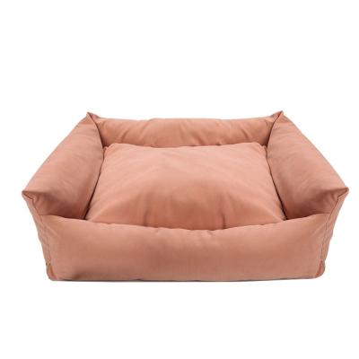 China Manufacturer Wholesale Soft Design Breathable Pet Bed Cushion Square Dog Beds and Accessories Leather Upholster Dog Bed for sale