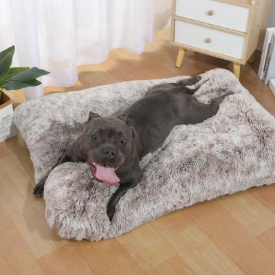 China Breathable Soft Simple Luxury Faux PP Cotton Plush OME Style Long Deep Sleep Dog Bed for sale