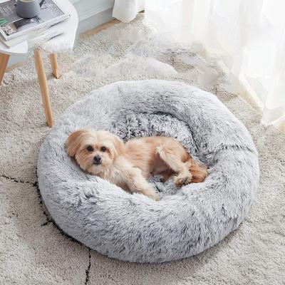 China Luxury Breathable Donut Dog Pet Beds and Accessories Cama Para Gato Round Felt Cat Bed Furniture Washable Pet Mat for sale