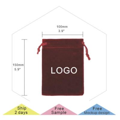 China 10*15cm (3.9*5.9inch) Recyclable Free Sample Personalized Drawstring Pouch Promotional Soft Velvet Bag For Gift for sale