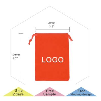 China 9*12cm (3.5*4.7inch) Small Recyclable Wholesale Fancy Drawstring Pouch Colorful Custom Logo Velvet Gift Bag for sale