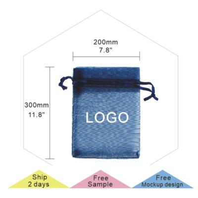 China 20*30cm (7.8*11.8inch) new design shoes fashionable drawstring organza fabric bag customized gift bag for sale