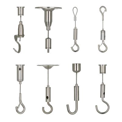 China Adjustable Hanging Stainless Steel Wire Rope System Suspension Kit With Hook for sale