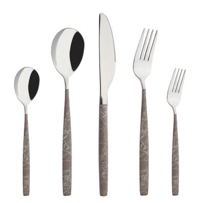 China 18/0 Stainless Steel Knife Spoon Fork Set Silver PAINTING Handle 5pcs Stainless Steel Flatware Flatware Sets Cutery Edible Set for sale