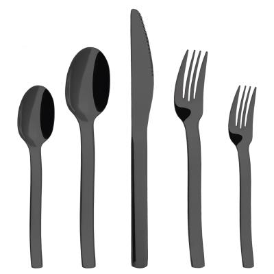 China Flatware Dessert Knife BLACK 5 Piece Wide Handle MIRROR+PVD Wide Serving Set Stainless Steel Sustainable Set for sale