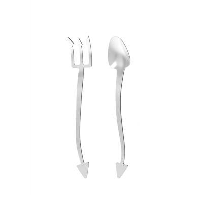 China Viable Unique Personality 304 Cake Spoon Fork 2pcs Black Stainless Steel Dessert Fork And Spoon Set for sale