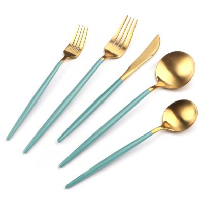 China Hotel Viable 4 Pcs Stainless Steel Rose Metal Gold Plated Camping Knife Fork Cutlery Set Gift Set In Canton for sale