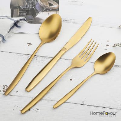 China Kitchen Part 24 Pcs Stainless Steel Gold Plated Flatware Dinnerware Wholesale Type Dishwasher Home High Quality Set for sale