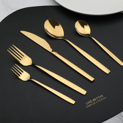 China Discount Stock 5pcs Wholesale Bulk Viable Gold Plated Flatware Set Stainless Steel Stainless Steel Cutlery Rose Cutlery Knife Spoon Fork Knife for sale