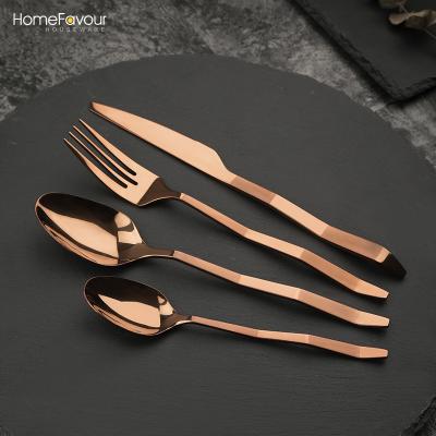 China Retro Sustainable 16 Pcs Cutlery Gift Set Customize PVD Copper Stainless Steel Flatware 16 Pieces for sale