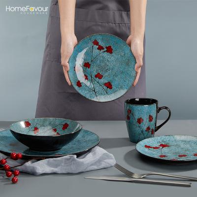 China Lusters Ceramic Stoneware Dish Sustainable High Quality Natural Dinner Set For Japanese Restaurant Dish Set for sale