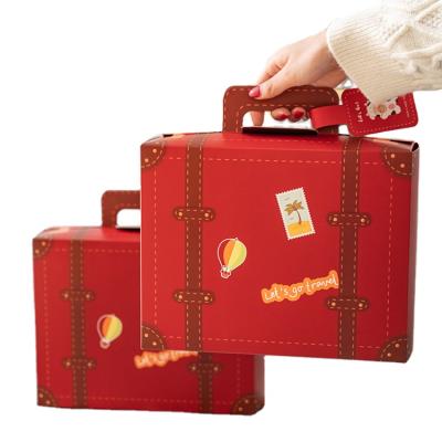 China Disposable Cute Suitcase Shape Cookie Packaging Gift Box For Valentines Day for sale