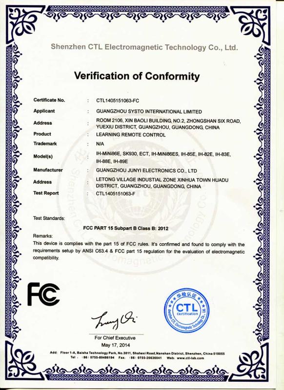 FCC - Guangzhou Systo International Trading Limited