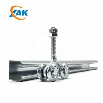 China Traditional Galvanized Steel Hanging Sliding Door Rail C Channel Factory OEM Supplier With Steel Rollers for sale