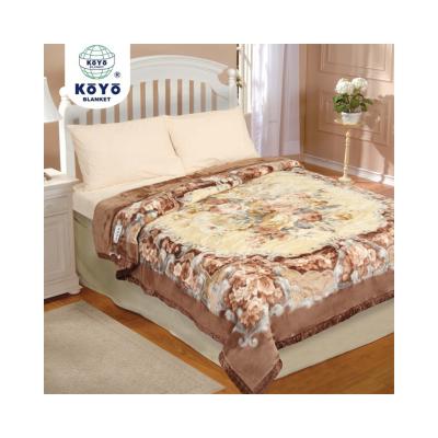 China Anti-pilling KOYO knitted feeling 100% polyester flower by soft raschel printed weighted blanket flower for sale