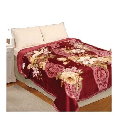 China Anti-pilling 2-ply and soft layer feeling 100% polyester raschel knitted heavy blanket flower printed design by KOYO for sale