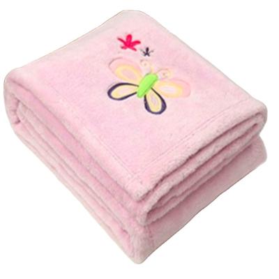 China Kids Blanket Flame Retardant 100% Polyester Plain Raschel Knitted Soft Feeling Baby Blanket KOYO With Blanket Embroidery Gift Box Packing for sale