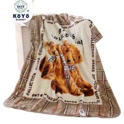 China Baby Blanket Flame Retardant 100% Polyester Raschel Knitted Blanket Soft Slaughter Printed KOYO for sale