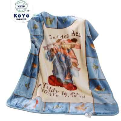 China Baby Blanket Flame Retardant 100% Polyester Raschel Knitted Blanket Soft Slaughter Printed KOYO for sale