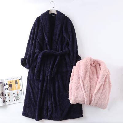 China Long lengthened flame retardant hair thickened wadding men's and women's bathrobe couples nightgown warm winter home clothes for sale