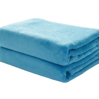 China Fire Retardant Airplane and Solid Color Office Using Microfiber Plush Blanket Flannel Blanket Blue for sale