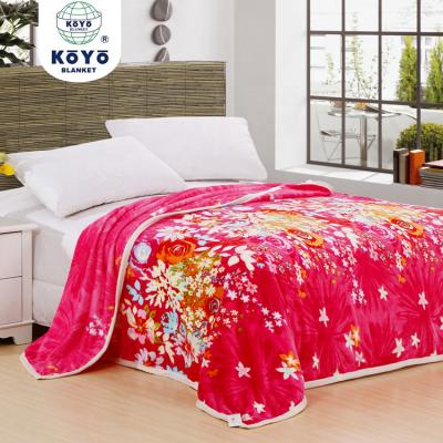 China Best Seller Flame Retardant Luxury Flower Printed Silk Touch Fleece Flannel KOYO Coral Blanket for sale