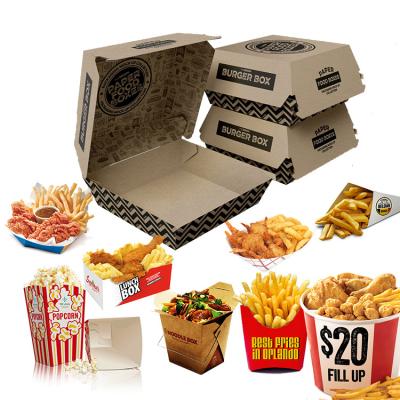 China Recyclable Popcorn French Fries Chicken Packaging Customized Burger Packaging Hamburger Box for sale