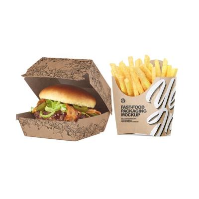 China Custom Non-Crease Takeout Packaging Box Recyclable Bento Box Burger Packaging JM Container Picnic Food Crate French Fries Box For Fast Food for sale