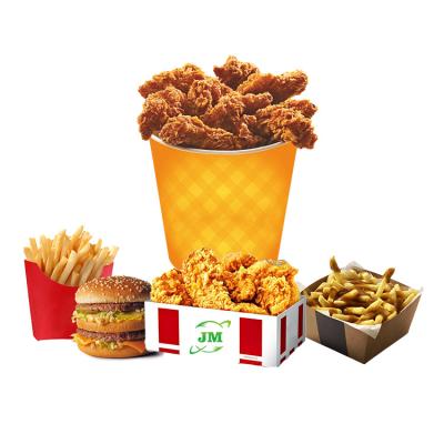 China Custom Paper Cup Fried Chicken 130oz Bucket 65oz White Cardboard Pe Paper Recyclable Paper Cup Pail For Food Packaging for sale