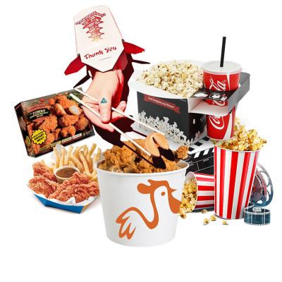 China Recyclable Packaging Fried Chicken Buckets Box French Fries Popcorn Restaurant Noodle Box Fry Fast Food Packaging for sale