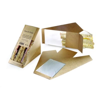 China Recyclable Food Grade Cheesecake Packaging Triangle Cake Paper Sandwich Takeout Box For Sandwich for sale